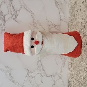Cute Vintage handmade felt Cone shaped Santa Claus tree topper